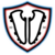 Black shield glowing blue on the outside and red on the inside. Inside the shied are two soccer cleats facing each other, and the number 2026.